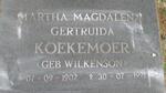 KOEKEMOER Martha Magdalena Gertruida nee WILKENSON 1902-1991