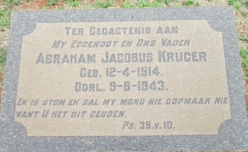 KRUGER Abraham Jacobus 1914-1943