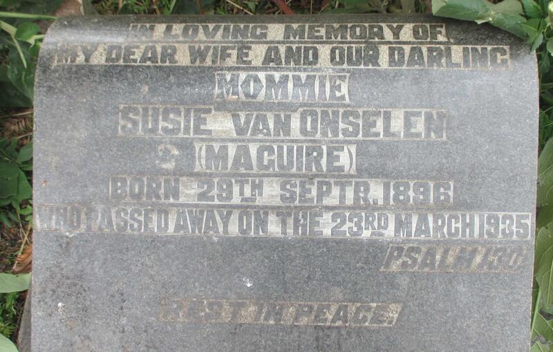ONSELEN Susie, van nee MAGUIRE 1896-1935