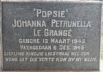 GRANGE Johanna Petrunella, le 1942-1945