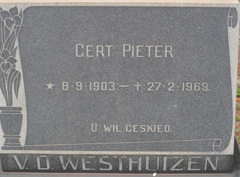 WESTHUIZEN Gert Pieter, v.d. 1903-1969