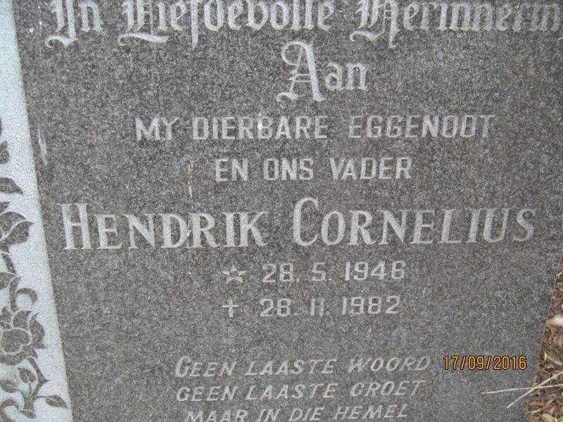 WESTHUIZEN Hendrik Cornelius, van der 1946-1982