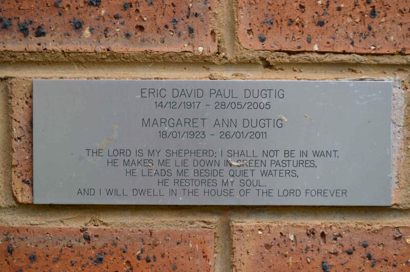 DUGTIG Eric David Paul 1917-2005 & Margaret Ann 1923-2011