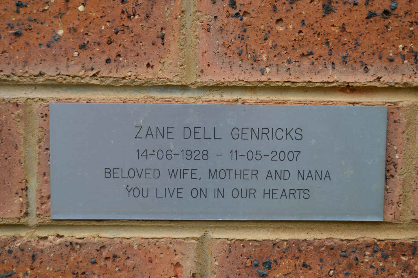 GENRICKS Zane Dell 1928-2007