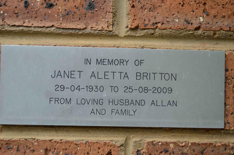 BRITTON Janet Aletta 1930-2009