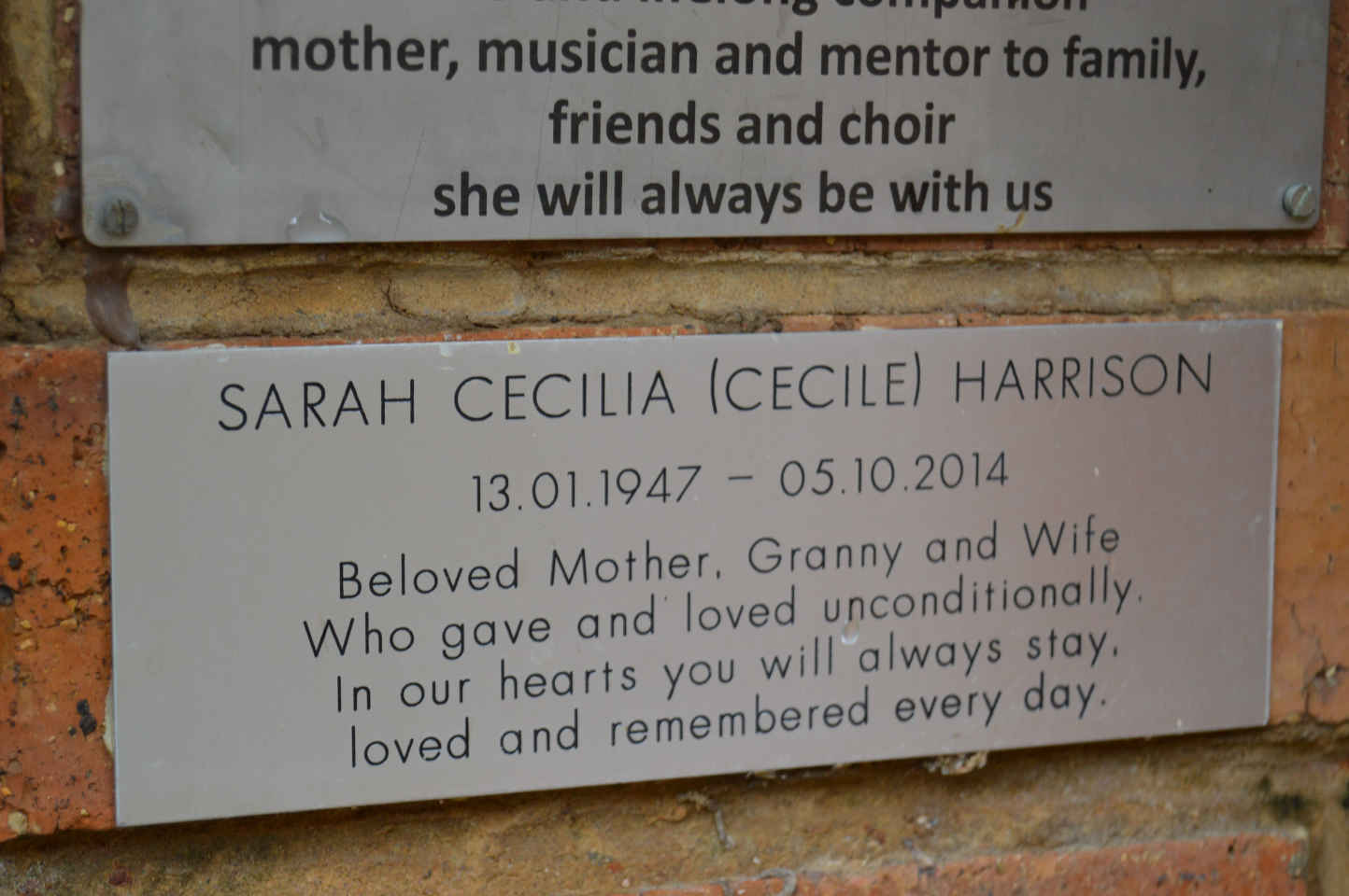 HARRISON Sarah Cecilia 1947-2014