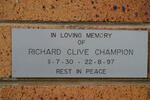 CHAMPION Richard Clive 1930-1997