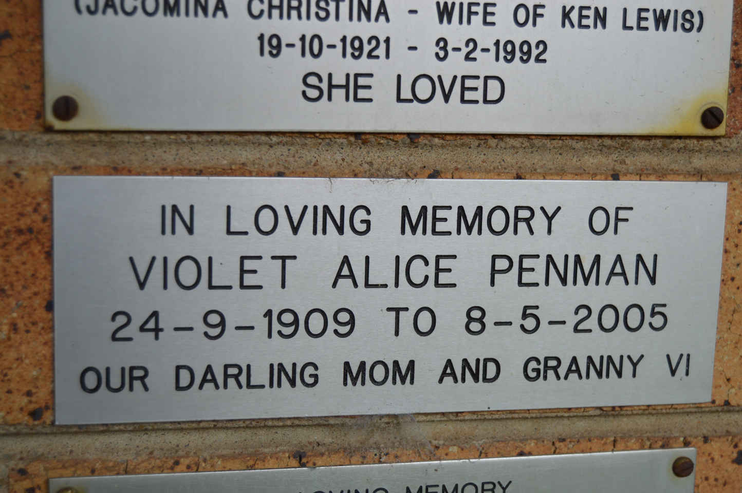 PENMAN Violet Alice 1909-2005
