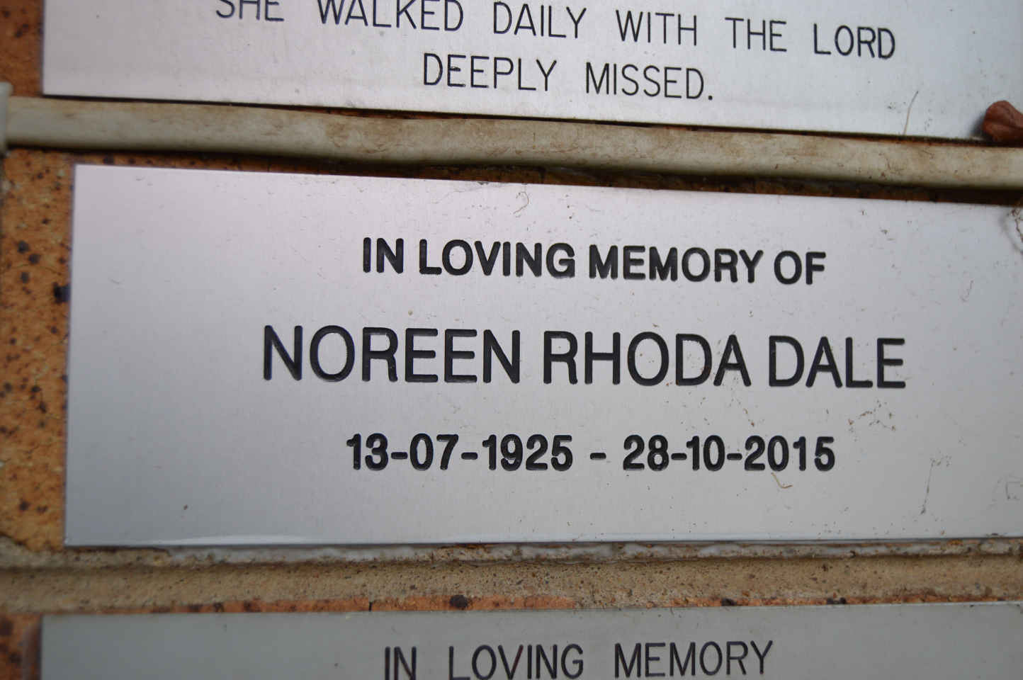DALE Noreen Rhoda 1925-2015