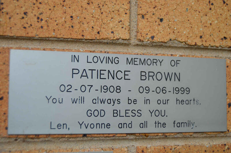 BROWN Patience 1908-1999