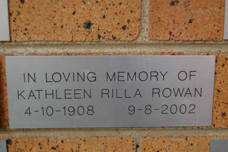 ROWAN Kathleen Rilla 1908-2002