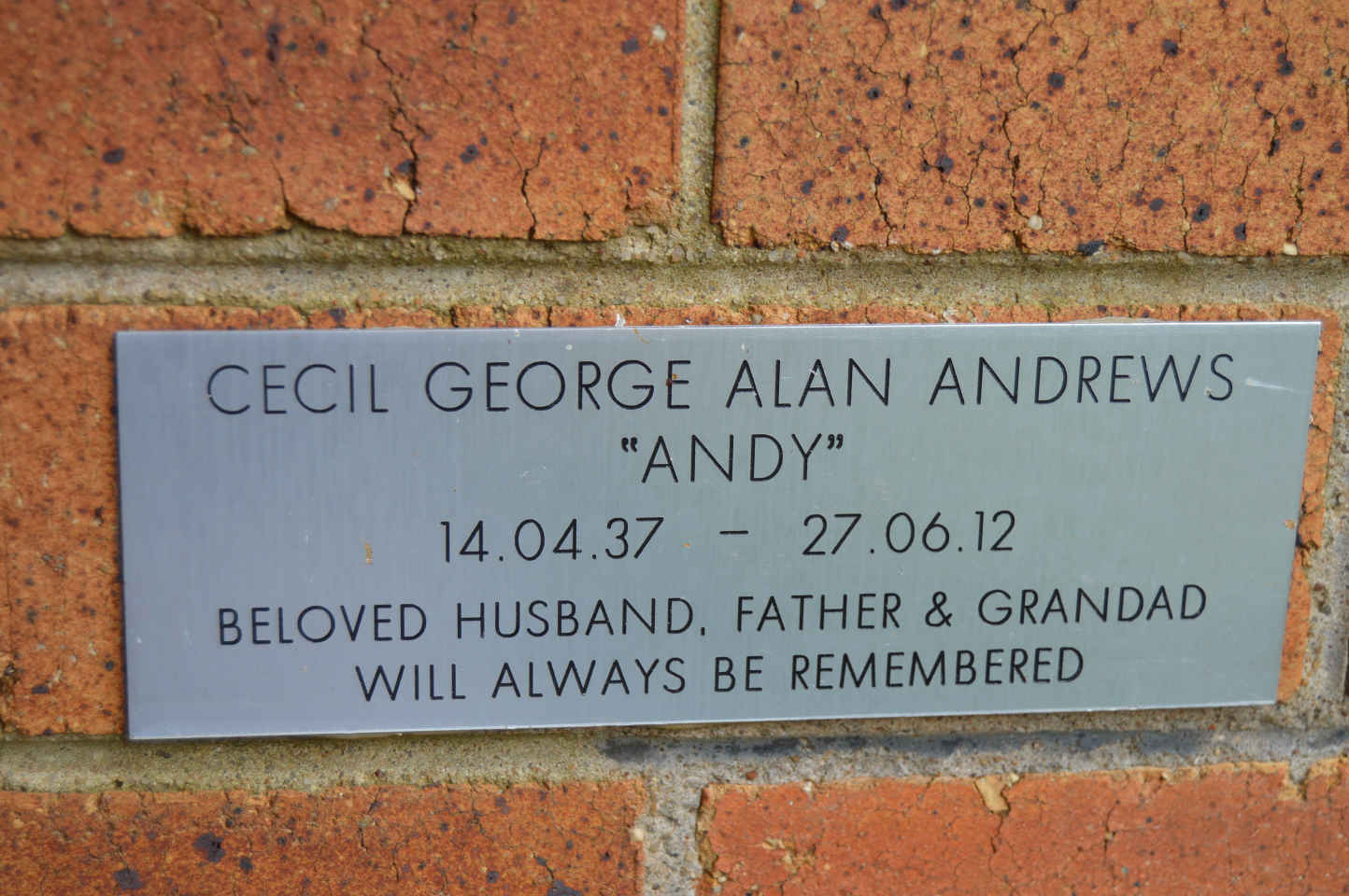 ANDREWS Cecil George Alan 1937-2012