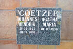 COETZEE Johannes Hendrik 1927-2010 & Agatha Maria 1930-