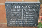 LEHMAN Frederick Johan 1930-2007 & Yvonne 1932-2005
