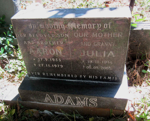 ADAMS Aaron 1955-1979 :: ADAMS Julia 1914-2005