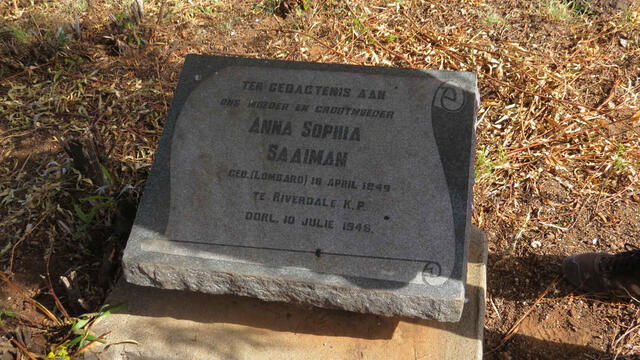 SAAIMAN Anna Sophia 1849-1946