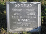 SNYMAN Agnes 1903-1986 :: SNYMAN Avril 1967-1971 :: KINSEY Ester 1909-2001
