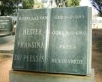 PLESSIS Hester Fransina, du 1889-1980