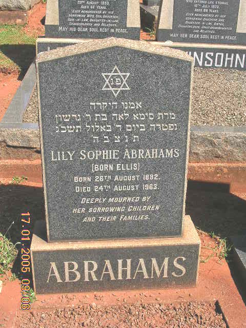 ABRAHAMS Lily Sophie nee ELLIS 1882-1963