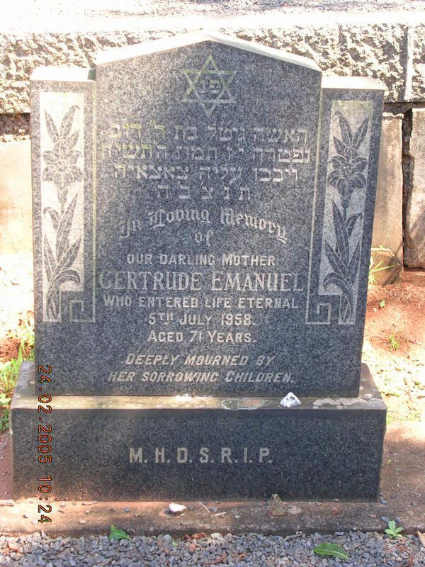 EMANUEL Gertrude -1958