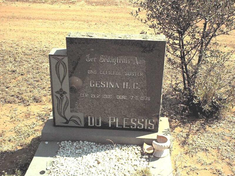 PLESSIS Gesina H.G., du 1916-1978