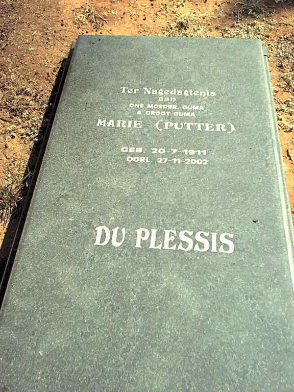 PLESSIS Marie, du nee PUTTER 1911-2002