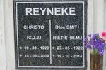 REYNEKE C.J.J. 1920-2009 & H.M. SMIT 1922-2014