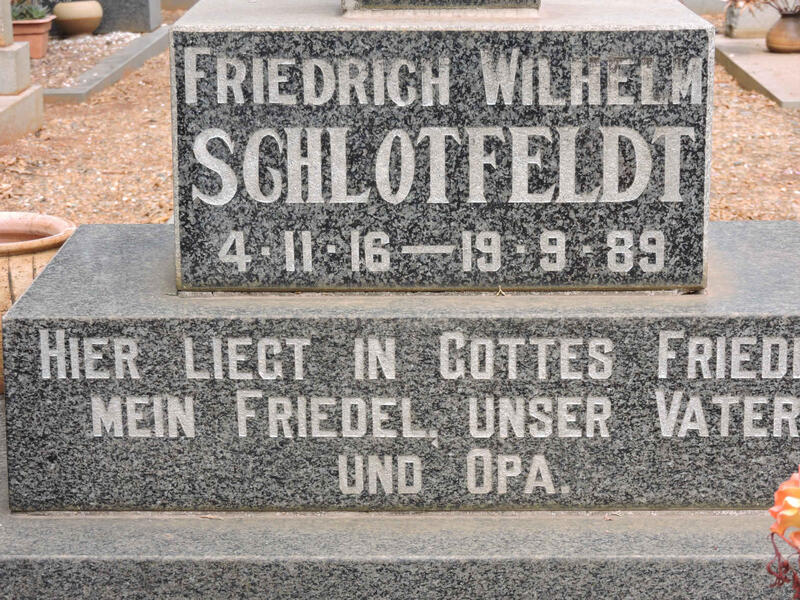SCHLOTFELDT Friedrich Wilhelm 1916-1989