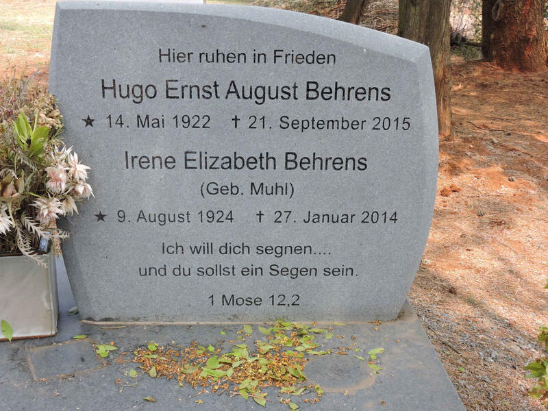 BEHRENS Hugo Ernst August 1922-2015 & Irene Elizabeth MUHL 1924-2014