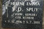 SPUY Helene Emma, v.d, voorheen KEPLER nee KÜHLER 1916-2011