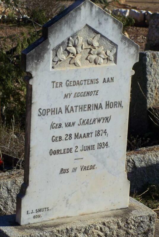 HORN Sophia Katherina nee VAN SKALKWYK 1874-1934