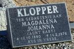 KLOPPER Magdalena Johanna 1880-1976