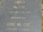 McCUE Ginger 1897-1975 & Rose 1900-1978