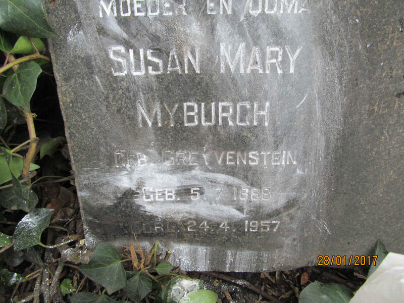 MYBURGH Susan Mary nee GREYVENSTEIN 1868-1957