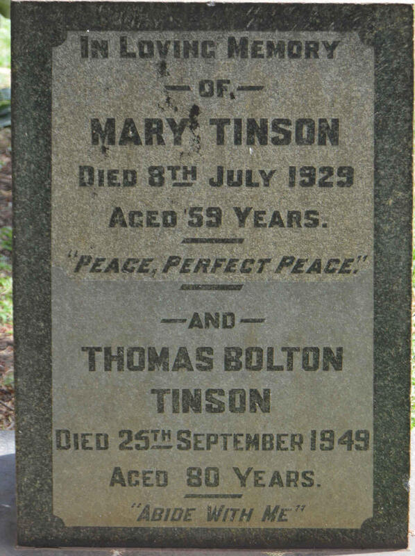 TINSON Thomas Bolton -1949 & Mary -1929