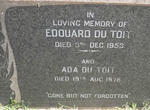 TOIT Edouard, du -1953 & Ada -1976