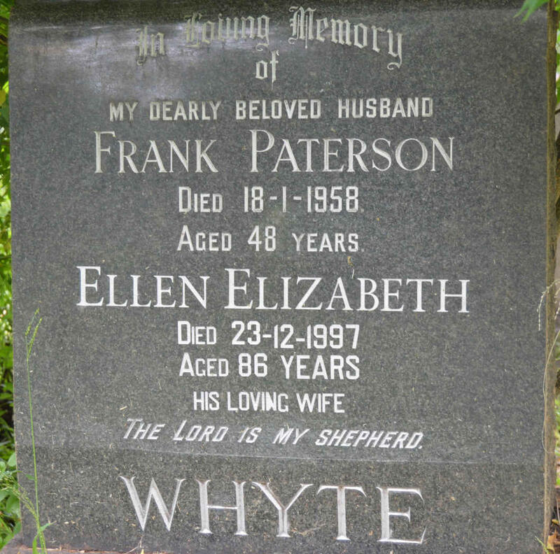 WHYTE Frank Paterson -1958 & Ellen Elizabeth -1997