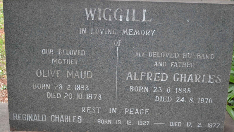 WIGGILL Alfred Charles 1888-1970 & Olive Maud 1893-1973 :: WIGGILL Reginald Charles 1927-1977