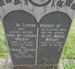 WRIGHT Ann McLennan -1912 :: BUTT Yvonne Thelma -1921 :: WRIGHT Alice Maude -1924