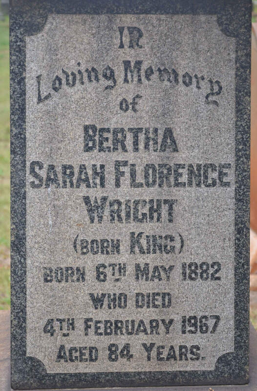 WRIGHT Bertha Sarah Florence nee KING 1882-1967