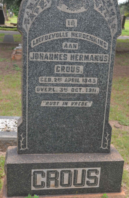 CROUS Johannes Hermanus 1845-1911