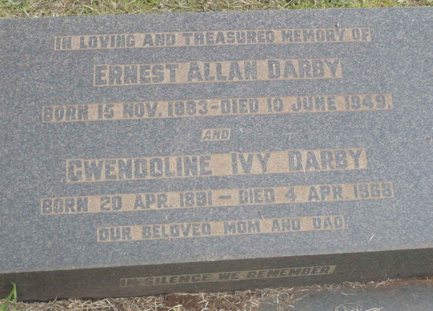 DARBY Ernest Allan 1883-1949 & Gwendoline Ivy 1891-1968