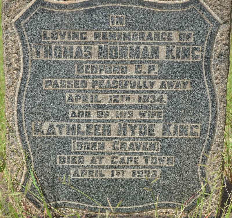 KING Thomas Norman -1934 & Kathleen Hyde CRAVEN -1952