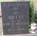 ABLETT Ivy 1918-1986 :: WILLIAMS Kenneth 1942-1965 :: LINGS Julia 1943-1978