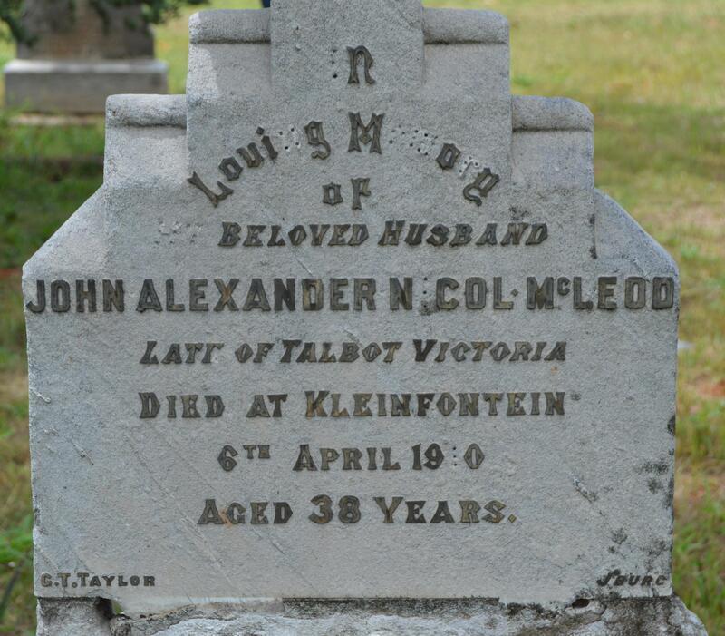 McLEOD John Alexander Nicol -1910