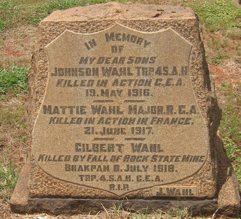 WAHL Johnson -1916 :: WAHL Mattie -1917 :: WAHL Gilbert -1918