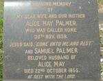 PALMER Samuel -1955 & Alice May -1938
