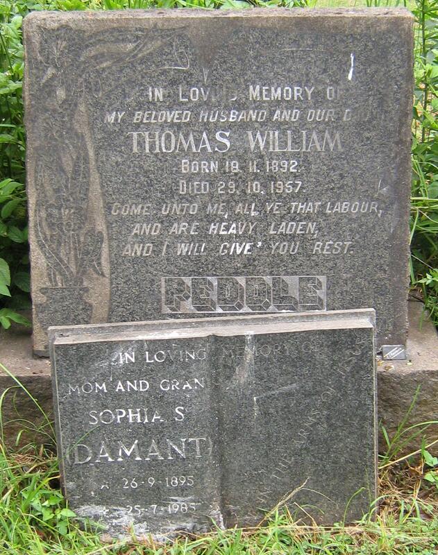 PEDDLE Thomas William 1892-1957 & Sophia S. DAMANT 1895-1985
