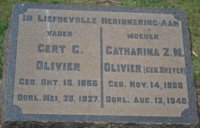 OLIVIER Gert C. 1856-1927 & Catharina Z.M. DREYER 1858-1940
