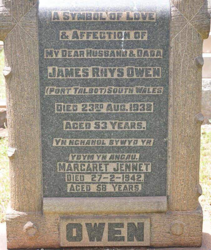 OWEN James Rhys -1938 & Margaret Jennet -1942